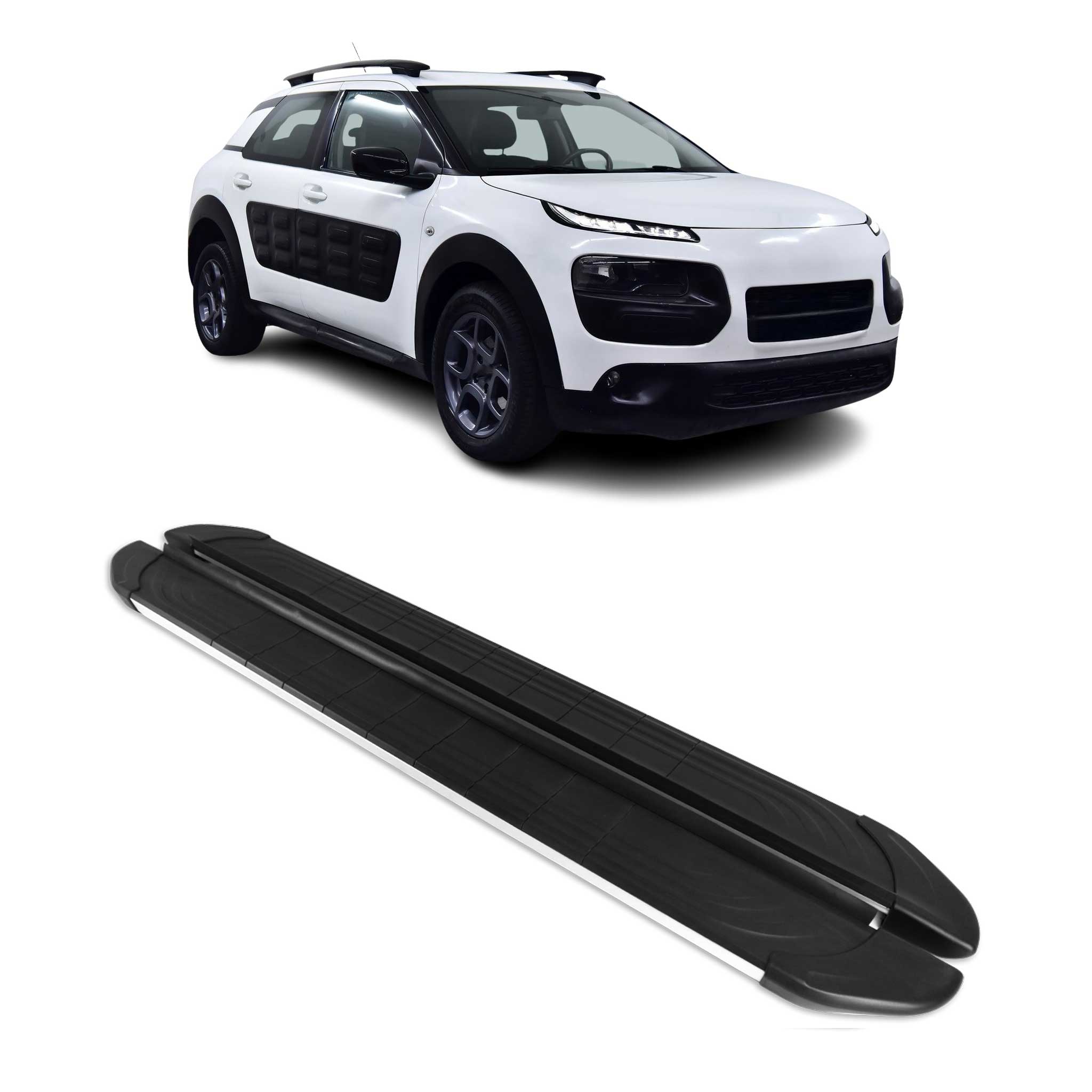 Trittbretter für Citroen C4 Cactus 2014-2022 Aluminium Schwarz Silber