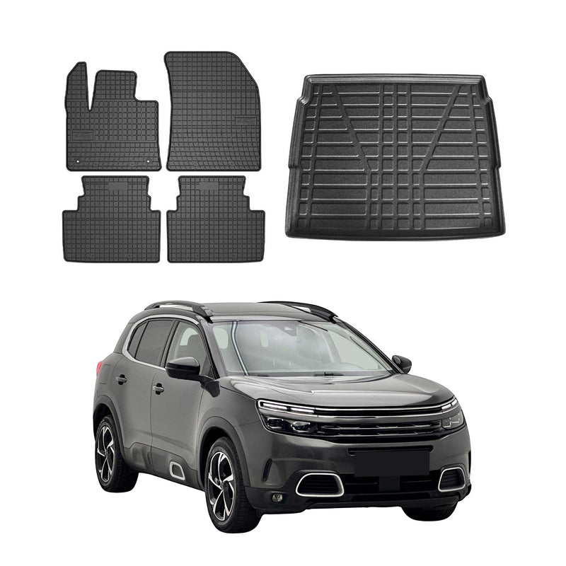 Fußmatten & Kofferraumwanne Set für Citroen C5 Aircross 2017-2025 Obere Gummi 5x