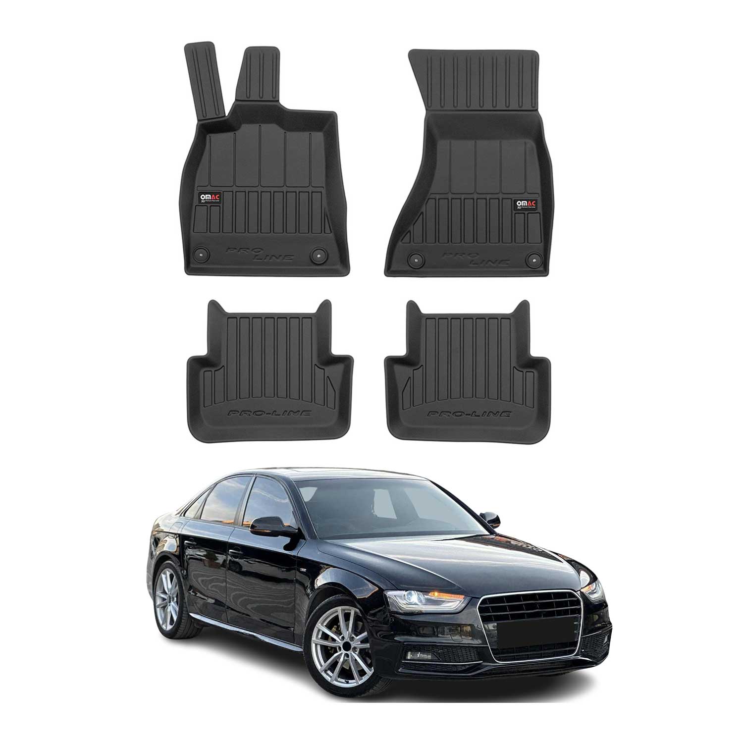OMAC Gummi Fußmatten für Audi A4 B8 Limo Avant Allroad 2009-2016 Premium TPE 4x