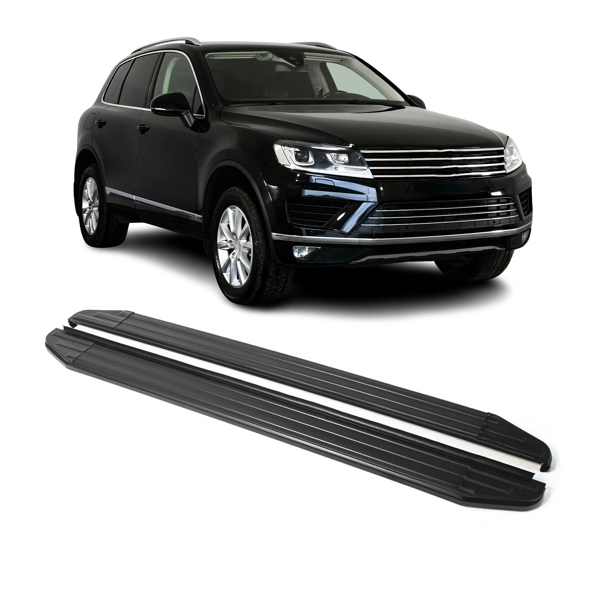 Trittbretter Seitenschweller für VW Touareg 2010-2018 Alu Schwarz ABE