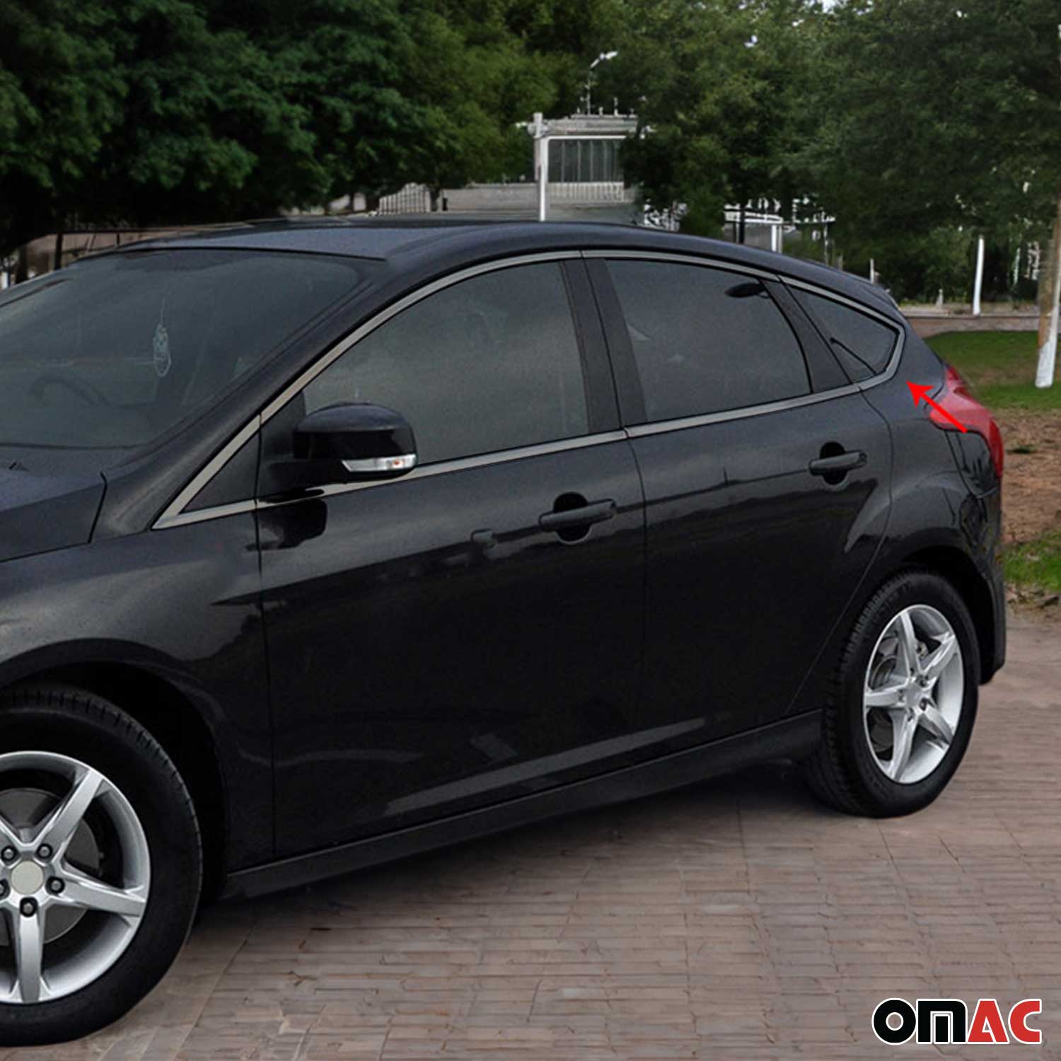 Fensterleisten Zierleisten für Ford Focus 2011-2018 Schrägheck Chrom Dunkel 12x