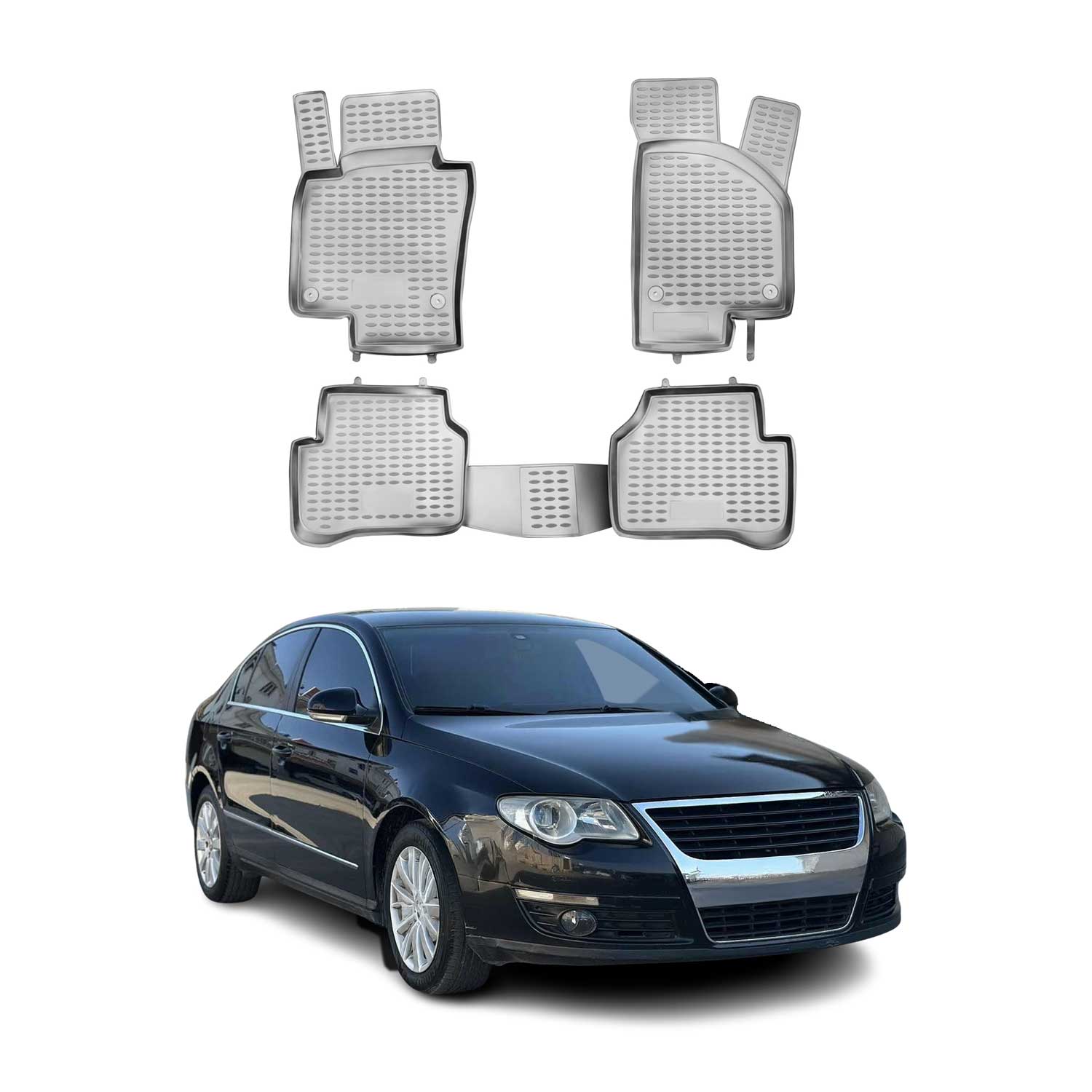 OMAC Gummimatten Fußmatten für VW Passat 2005-2011 TPE Automatten Grau 4x