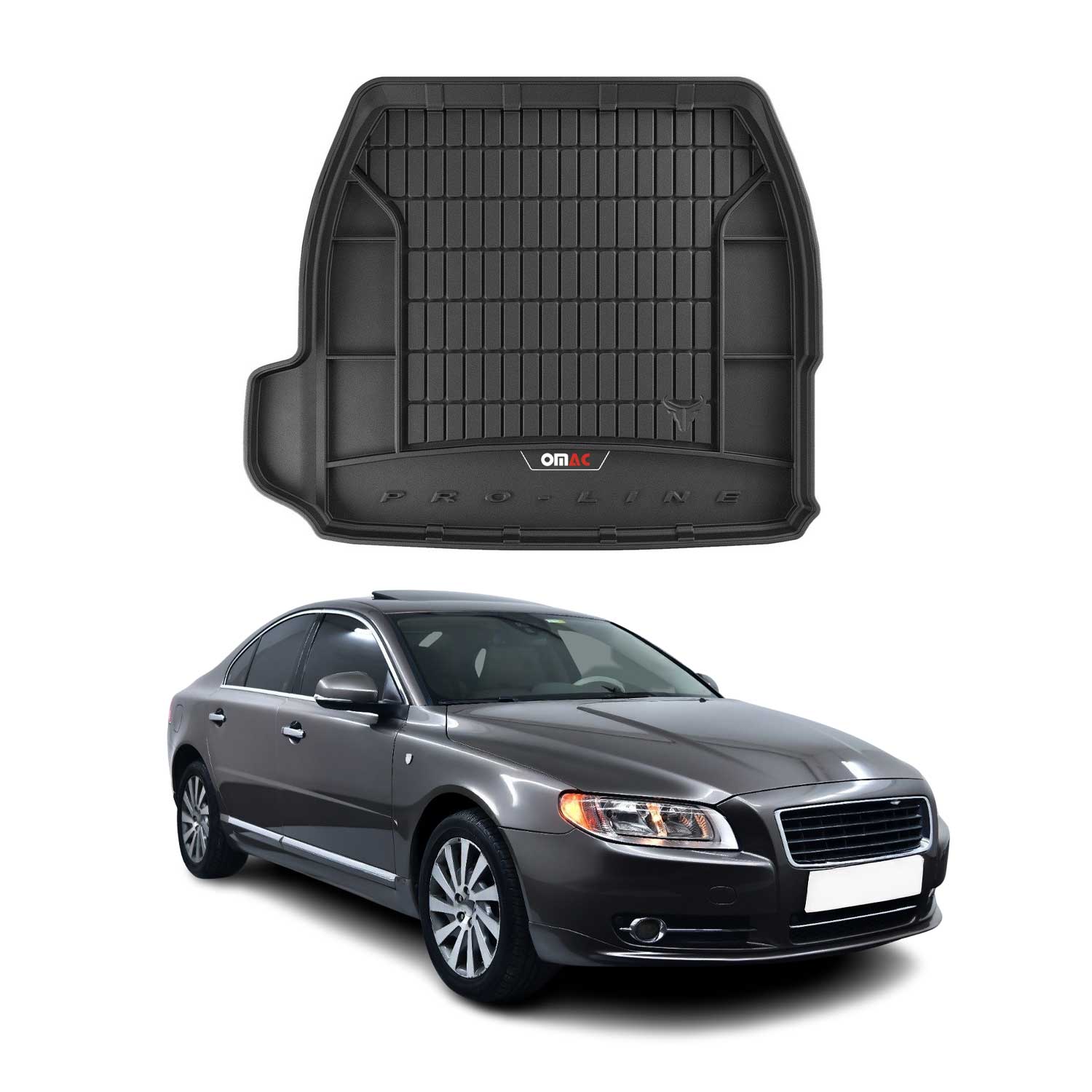 OMAC Gummi Kofferraumwanne für Volvo S80 2006-2016 TPE Laderaumwanne Schwarz