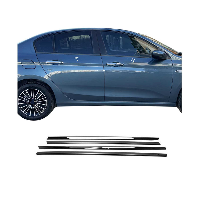 Fensterleisten Fensterrahmen für Fiat Tipo 2015-2025 Edelstahl Glanz Dunkel 4x