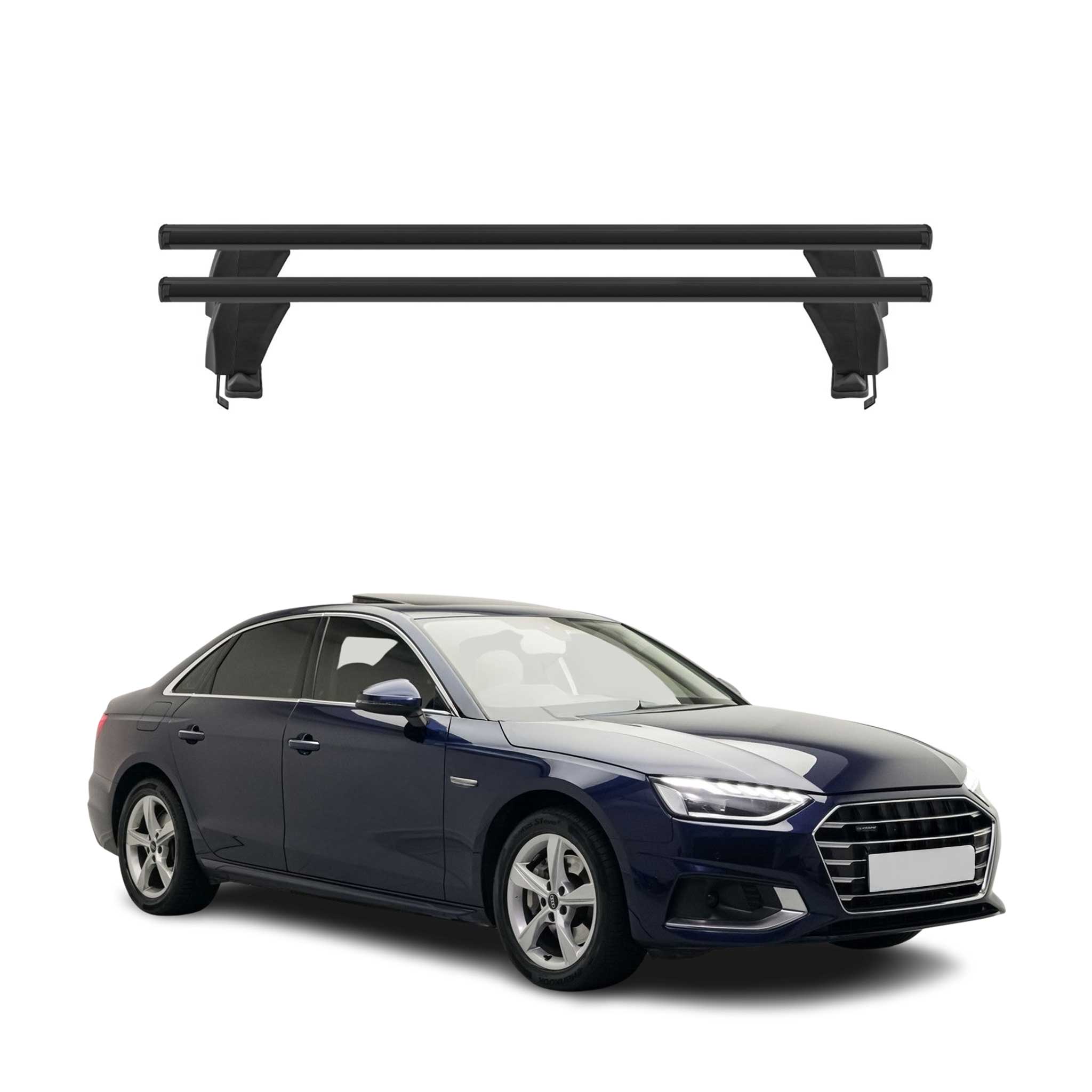 Menabo Dachträger Grundtäger für Audi A4 B9 Limo 2020-2025 FL Alu Schwarz 2 tlg