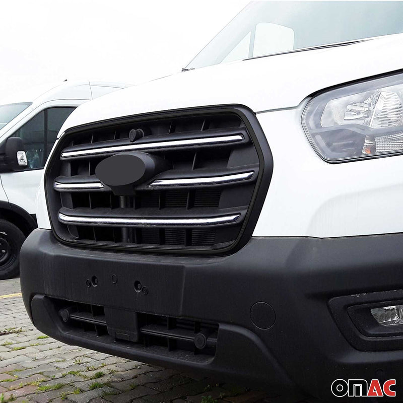 Kühlergrill Leisten Frontgrill für Ford Transit 2019-2025 Edelstahl Silber 4x
