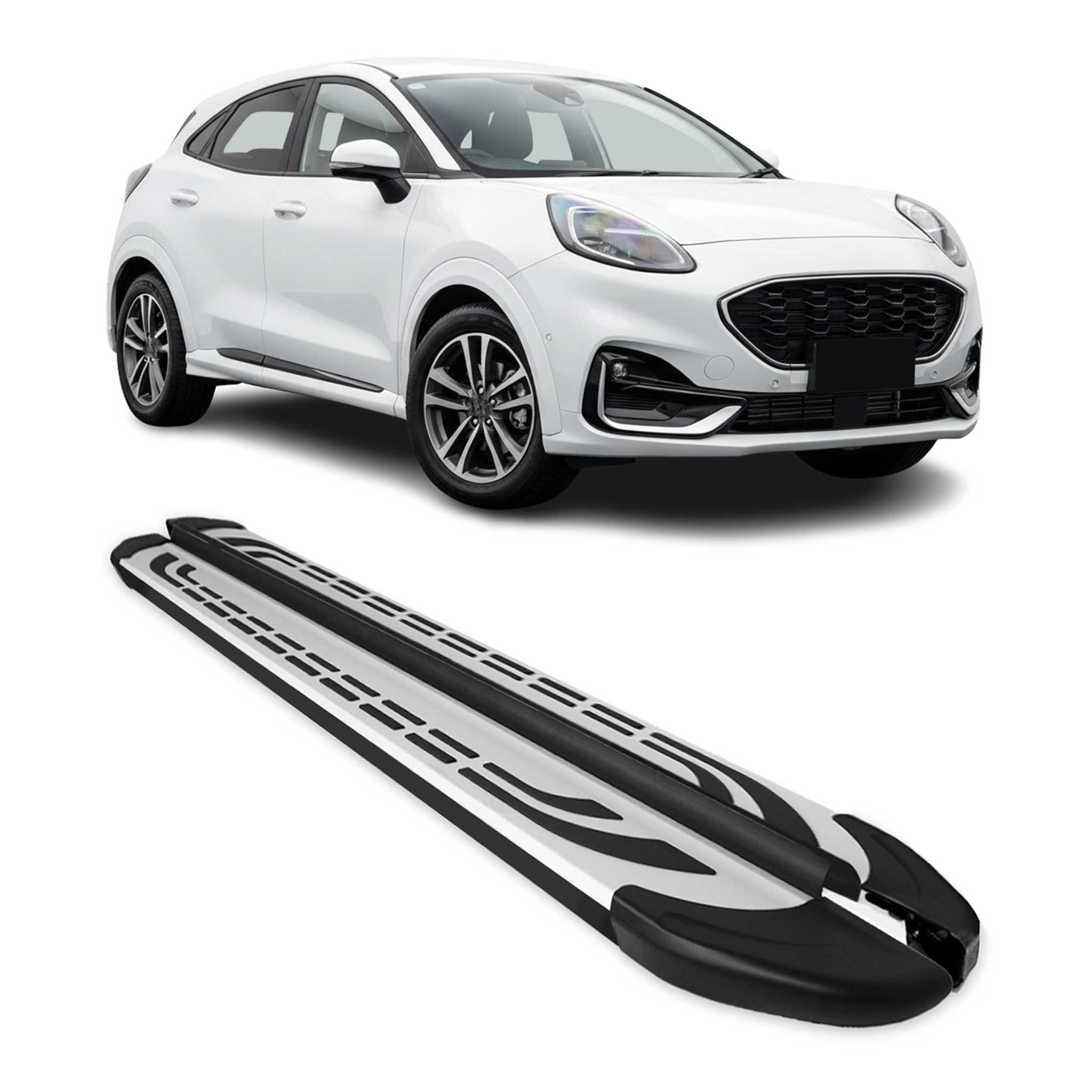 Trittbretter Seitenschweller Seitenbretter für Ford Puma 2019-2026 Schwarz Alu