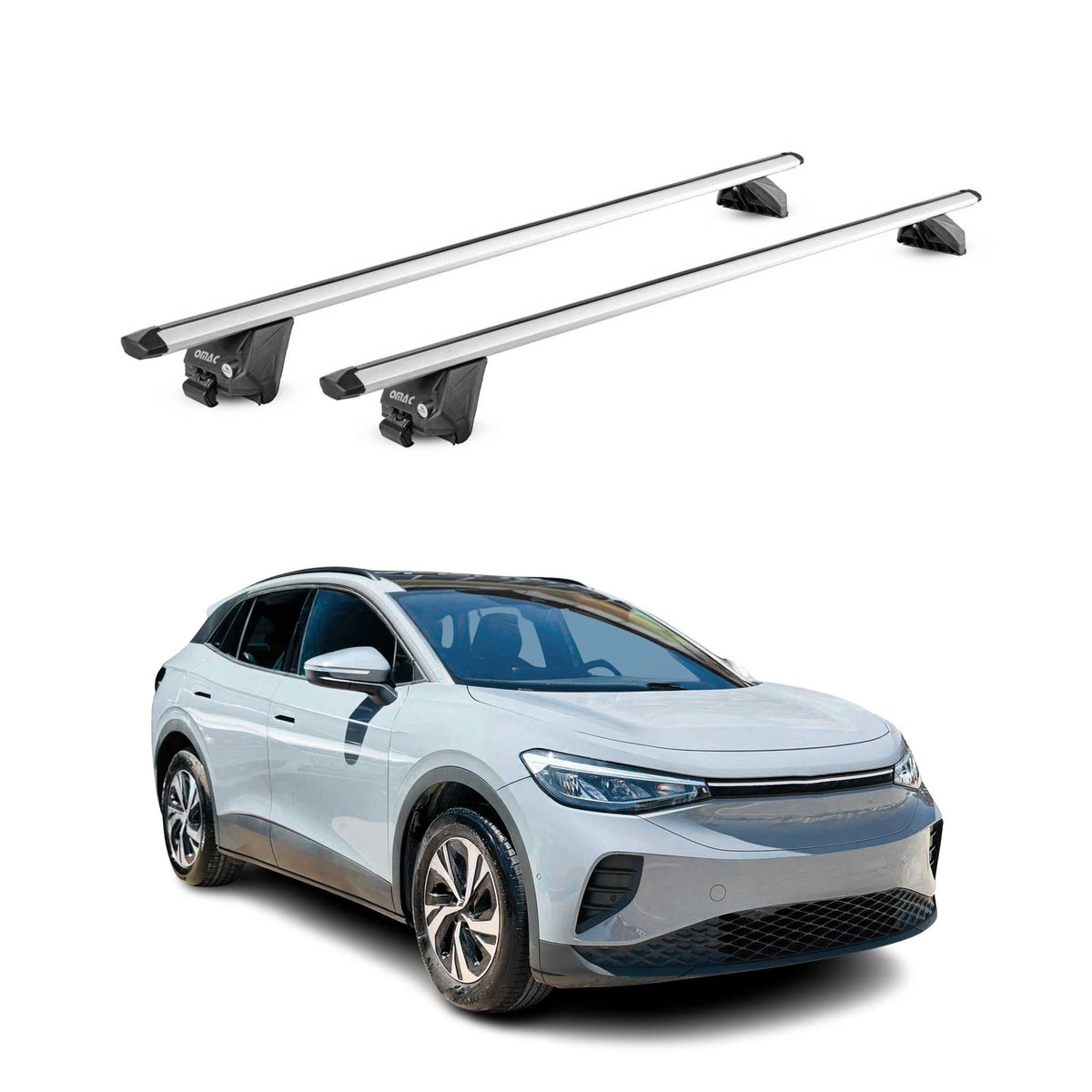 Dachträger Grundtäger für VW ID.4 2021-2026 100kg Aluminium Silber 2tlg ABE