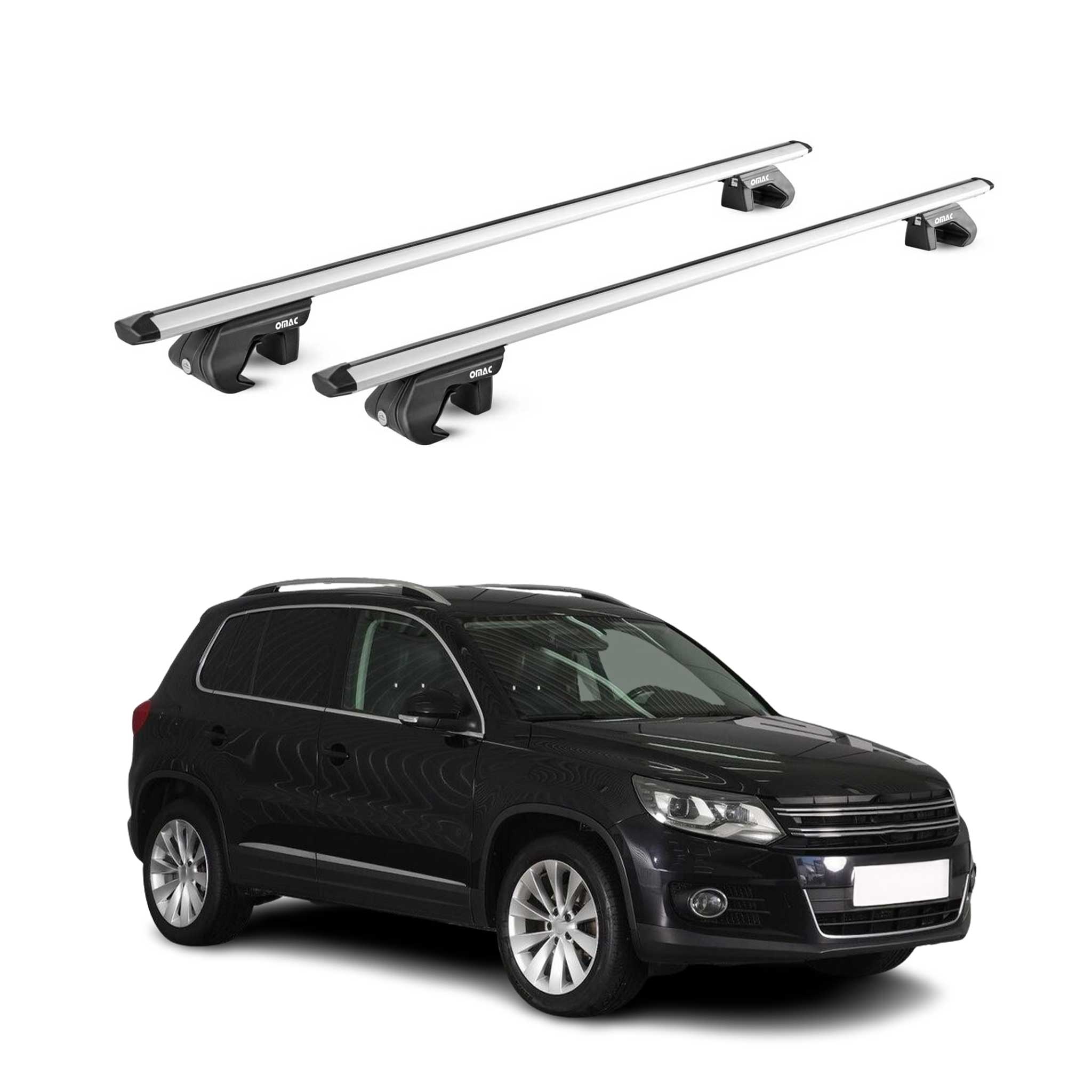 Dachträger Grundtäger für VW Tiguan mk1 2007-2016 90kg Alu Silber 2tlg ABE