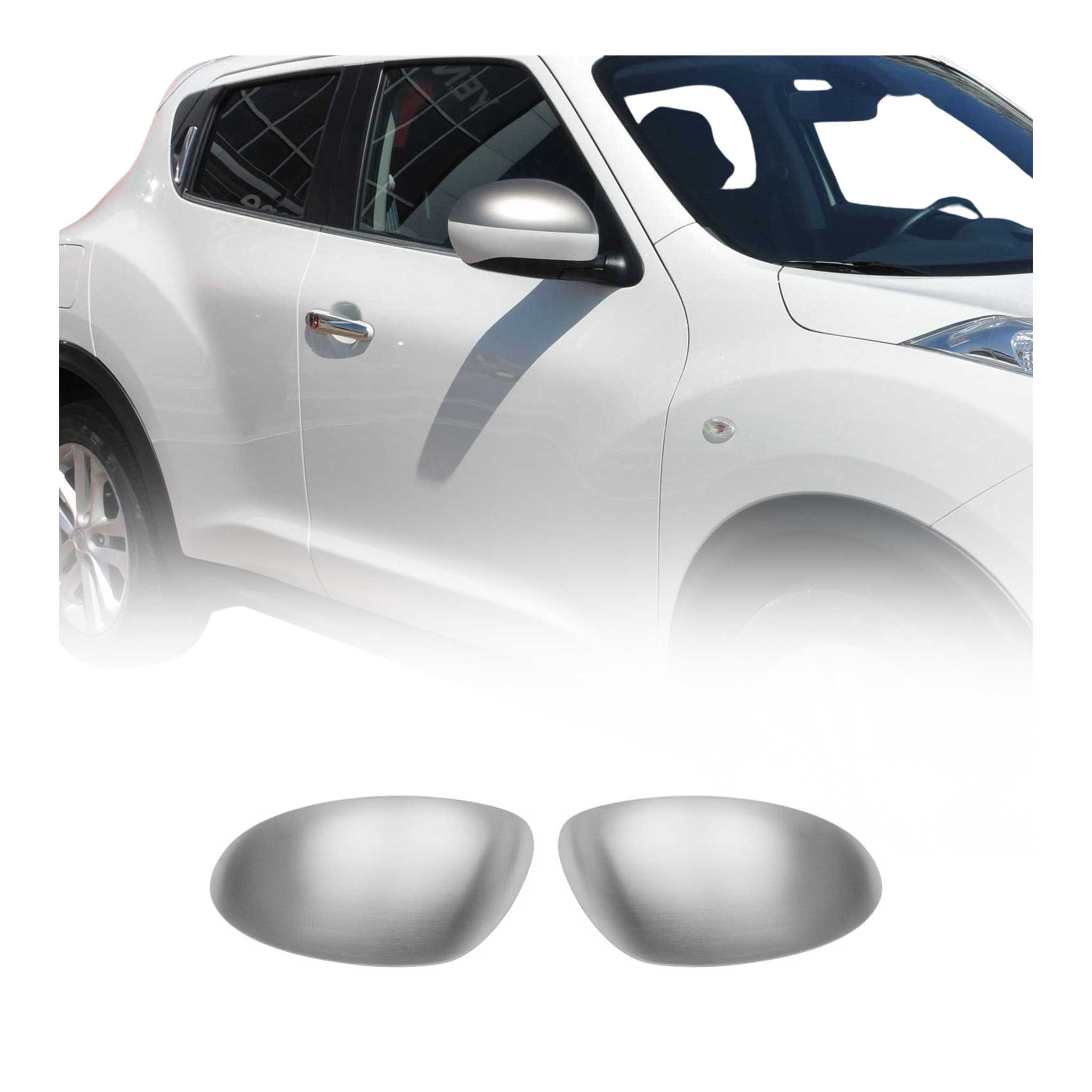 Spiegelkappen Spiegelabdeckung für Nissan Juke 2010-2019 Edelstahl Matt 2tlg