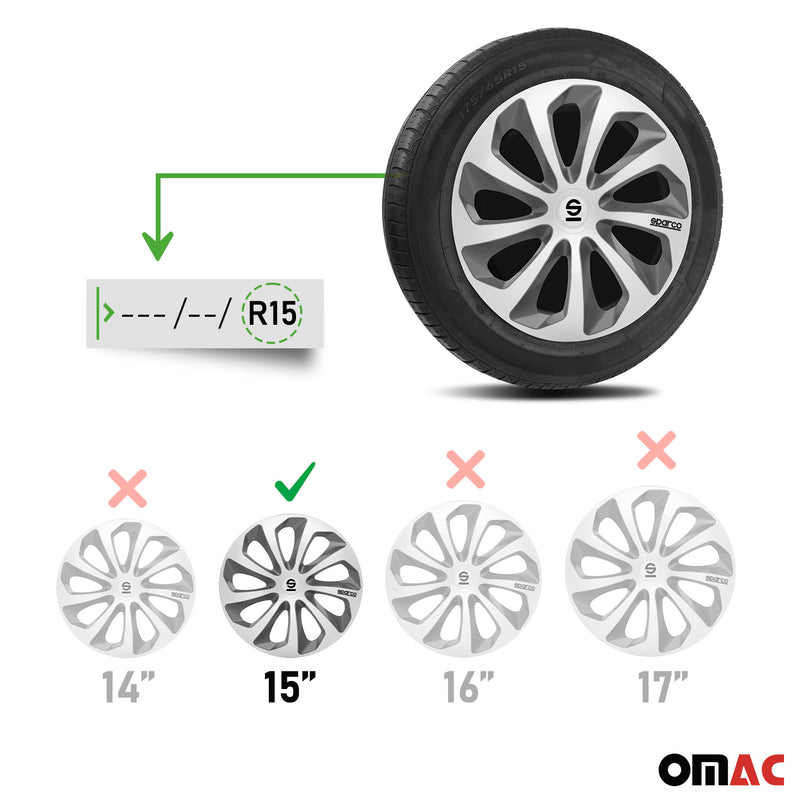 Sparco Radkappen 15 Zoll Sicilia Silber Grau 4tlg