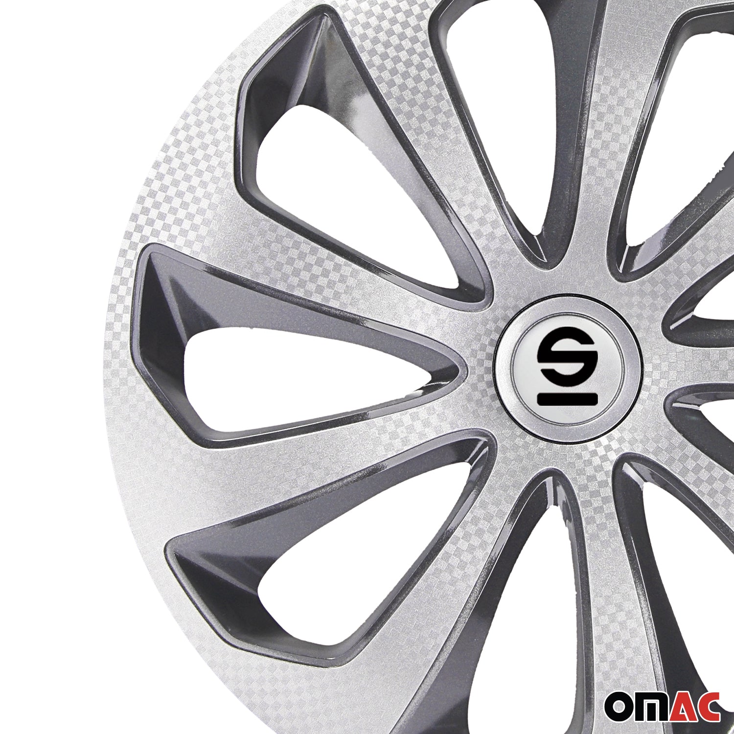 Radkappen Radzierblenden Sparco Sicilia 14" Zoll Abdeckung Silber Carbon Grau 4x