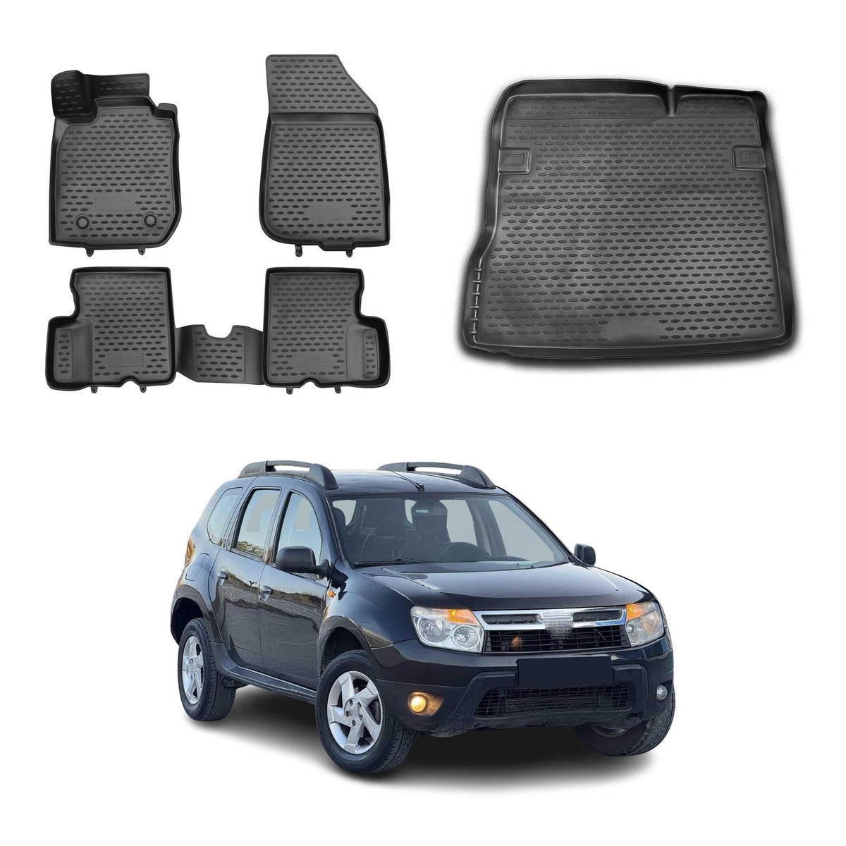 OMAC Fußmatten & Kofferraumwanne Set für Dacia Duster I 2010-2018 2WD