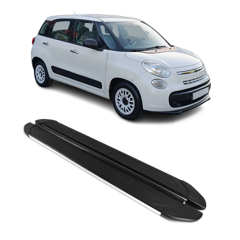 Trittbretter Seitenschweller für Fiat 500L 2012-2024 Aluminium Schwarz Silber 2x