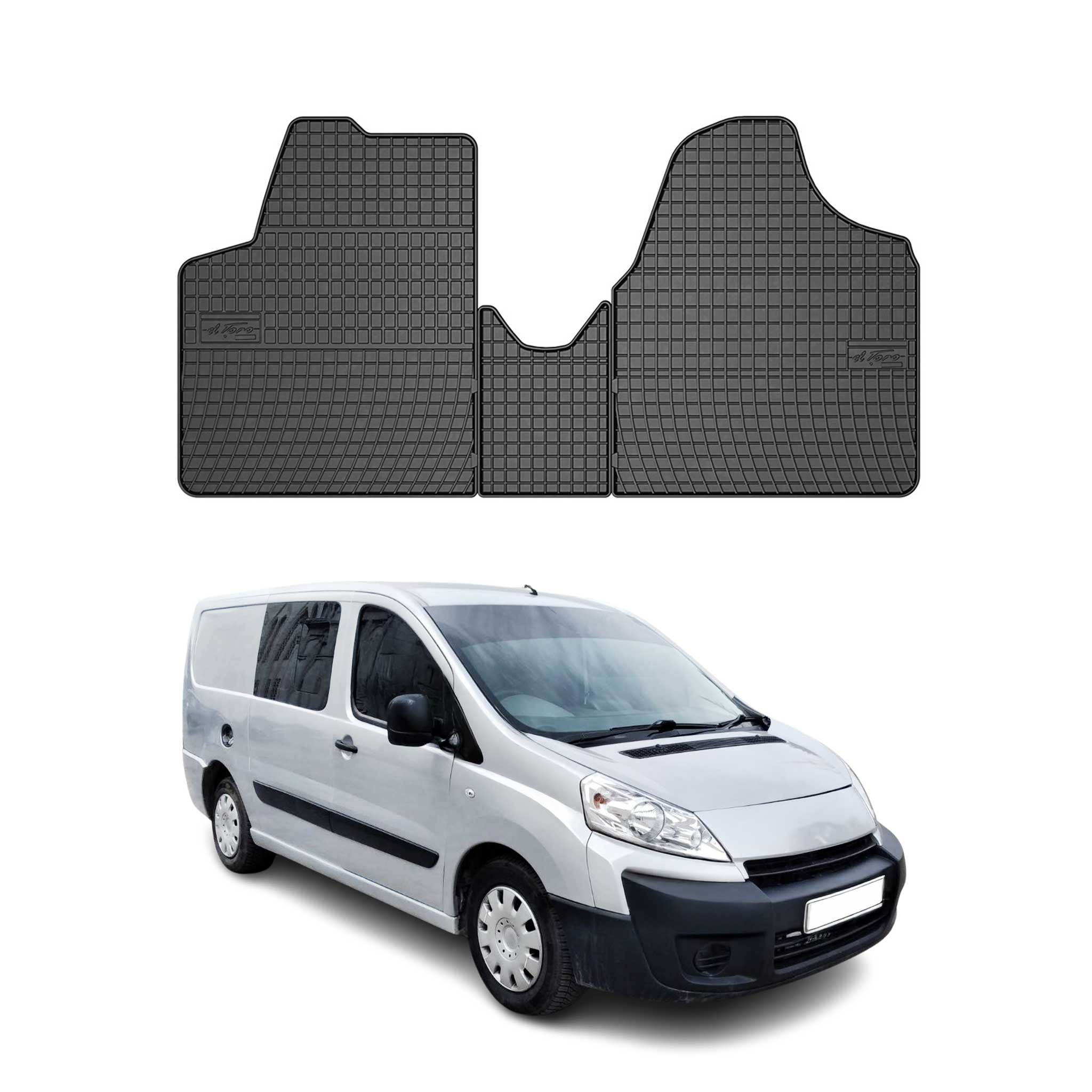OMAC Gummi Fußmatten für Citroen Jumpy 2007-2016 1.Sitzreihe Matten Schwarz 3x