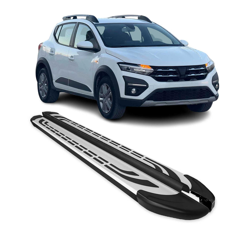 Trittbretter Seitenschweller Seitenbretter für Dacia Sandero 2021-25 Alu Schwarz