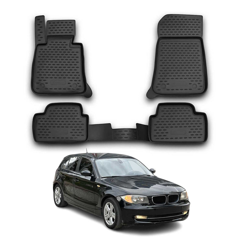 OMAC Gummimatten Fußmatten für BMW 1er E87 5tür 2004-2011 TPE Matten Schwarz 4x
