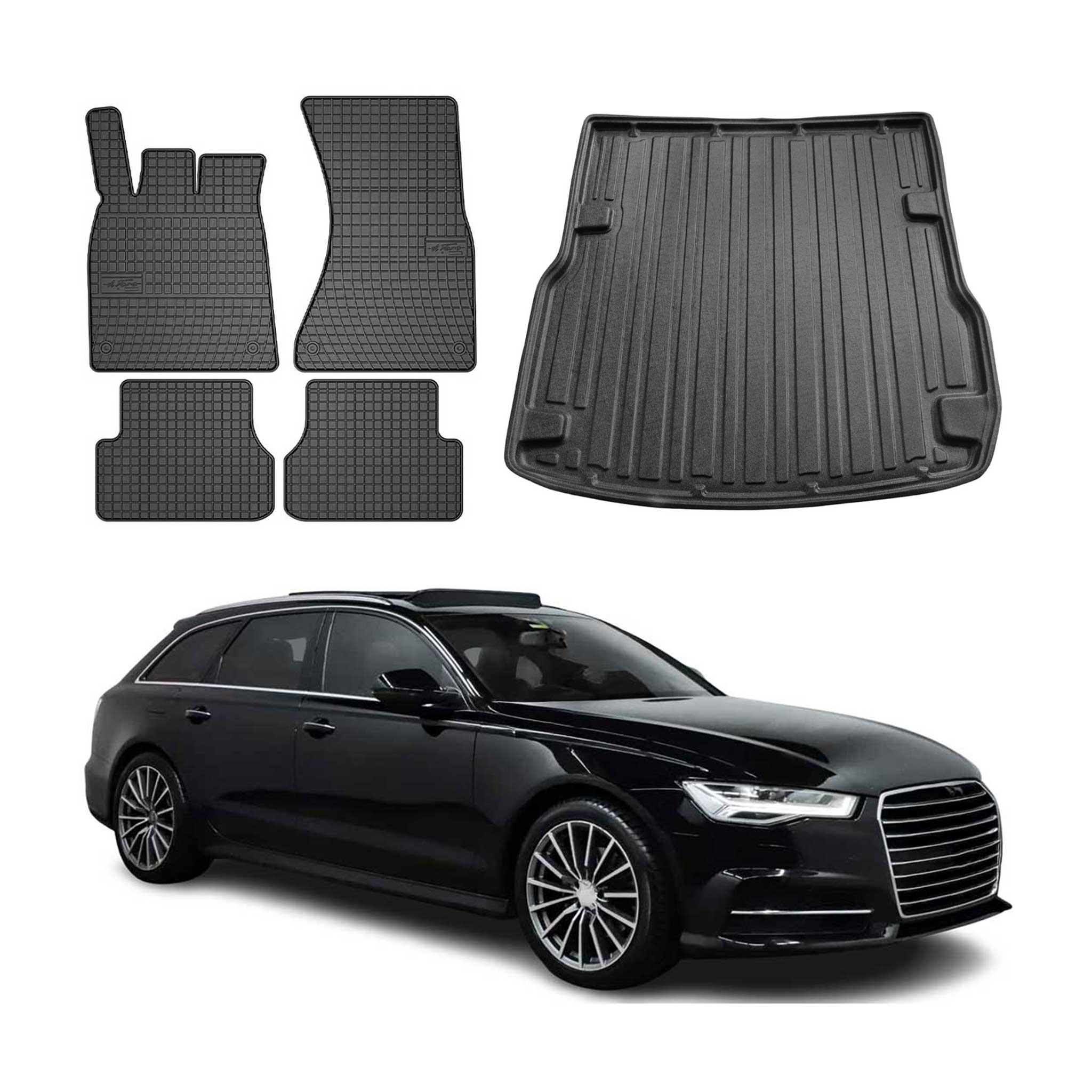 Fußmatten & Kofferraumwanne Set für Audi A6 C7 Avant Allroad 2011-2018 Gummi 5x