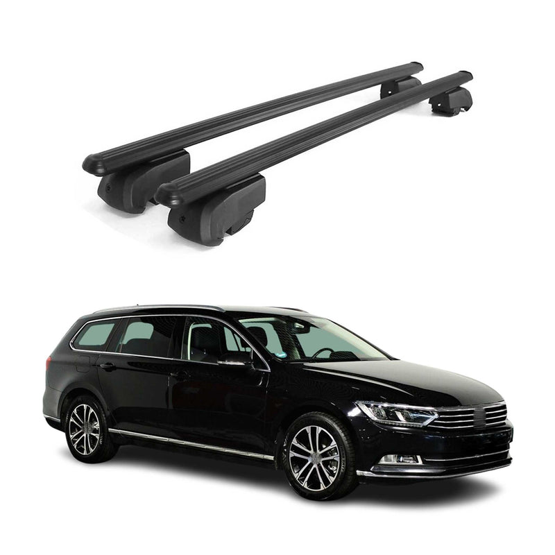 Dachträger Grundtäger für VW Passat B8 Variant 2014-2019 75kg Alu Schwarz 2 tlg