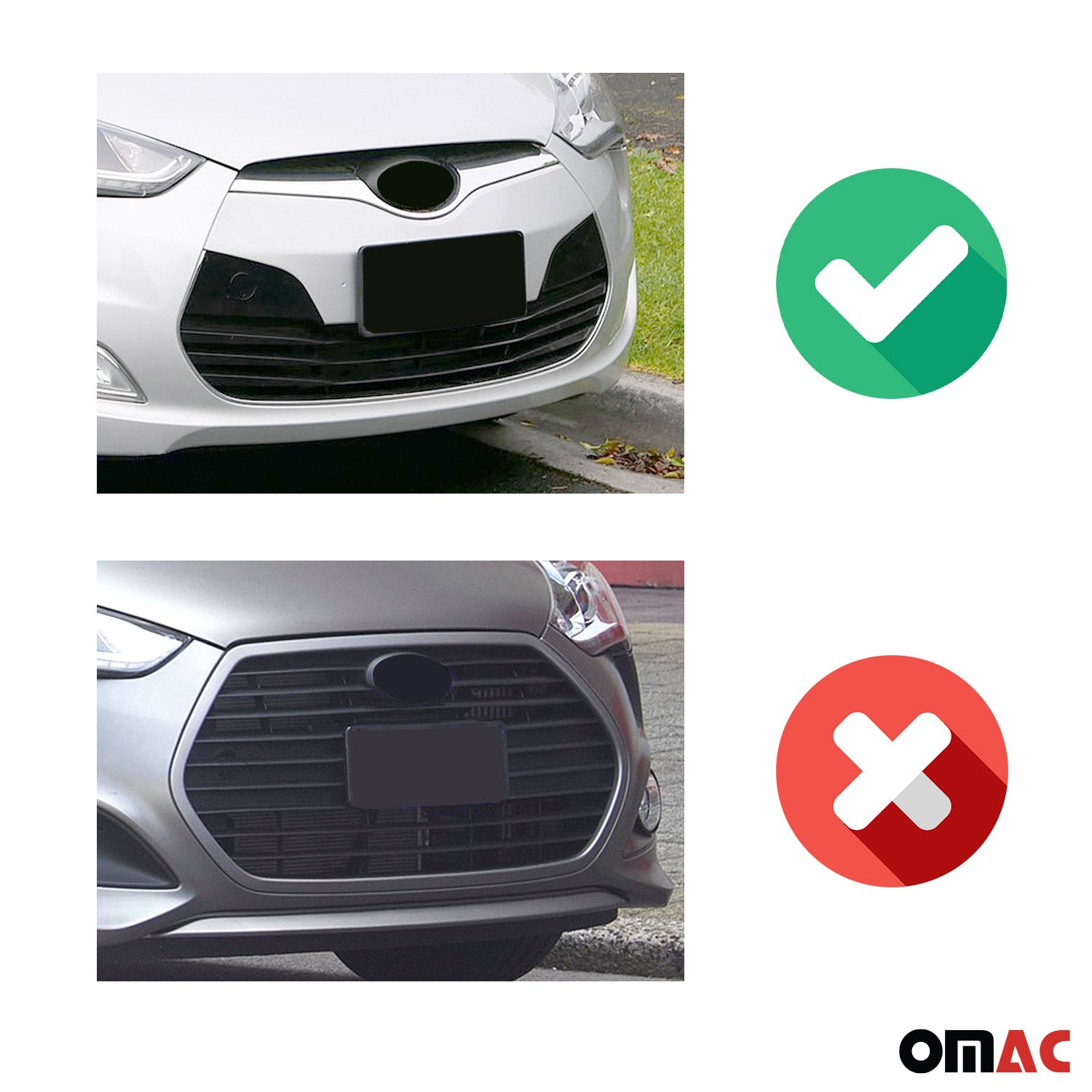 Kühlergrill Leisten Grillleisten für Hyundai Veloster 2011-17 Edelstahl Chrom 3x