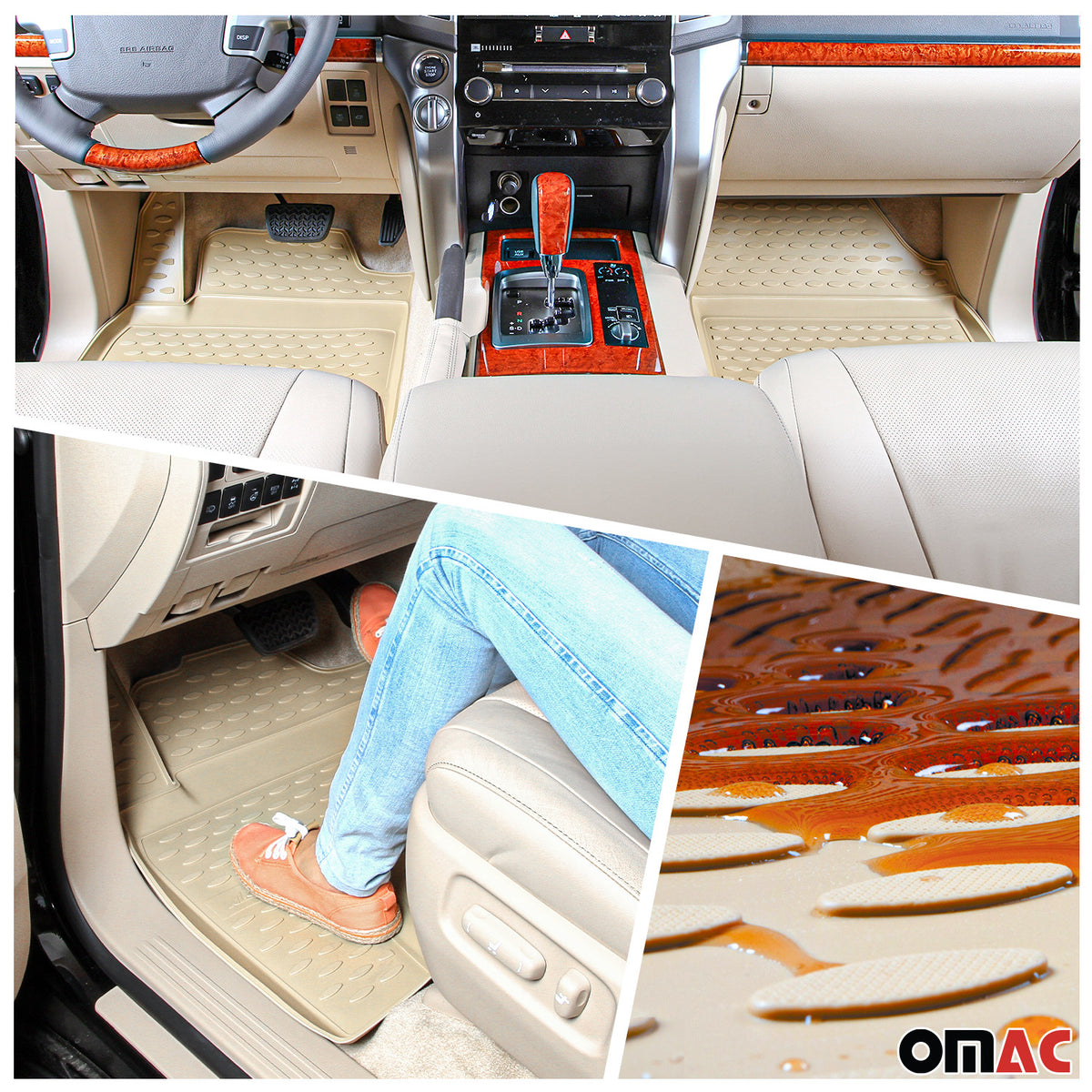 OMAC Fußmatten & Kofferraumwanne Set für Honda Civic 2006-2012 Beige