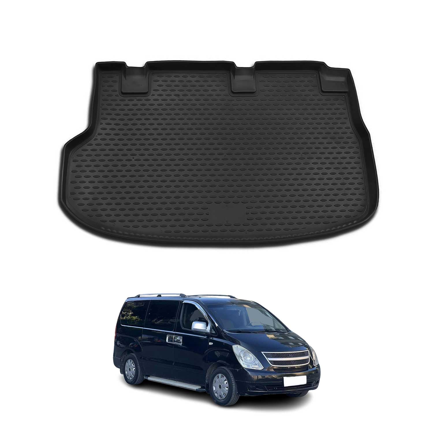 Kofferraummatte Kofferraumwanne für Hyundai H-1 2008-2023 Gummi TPE Schwarz