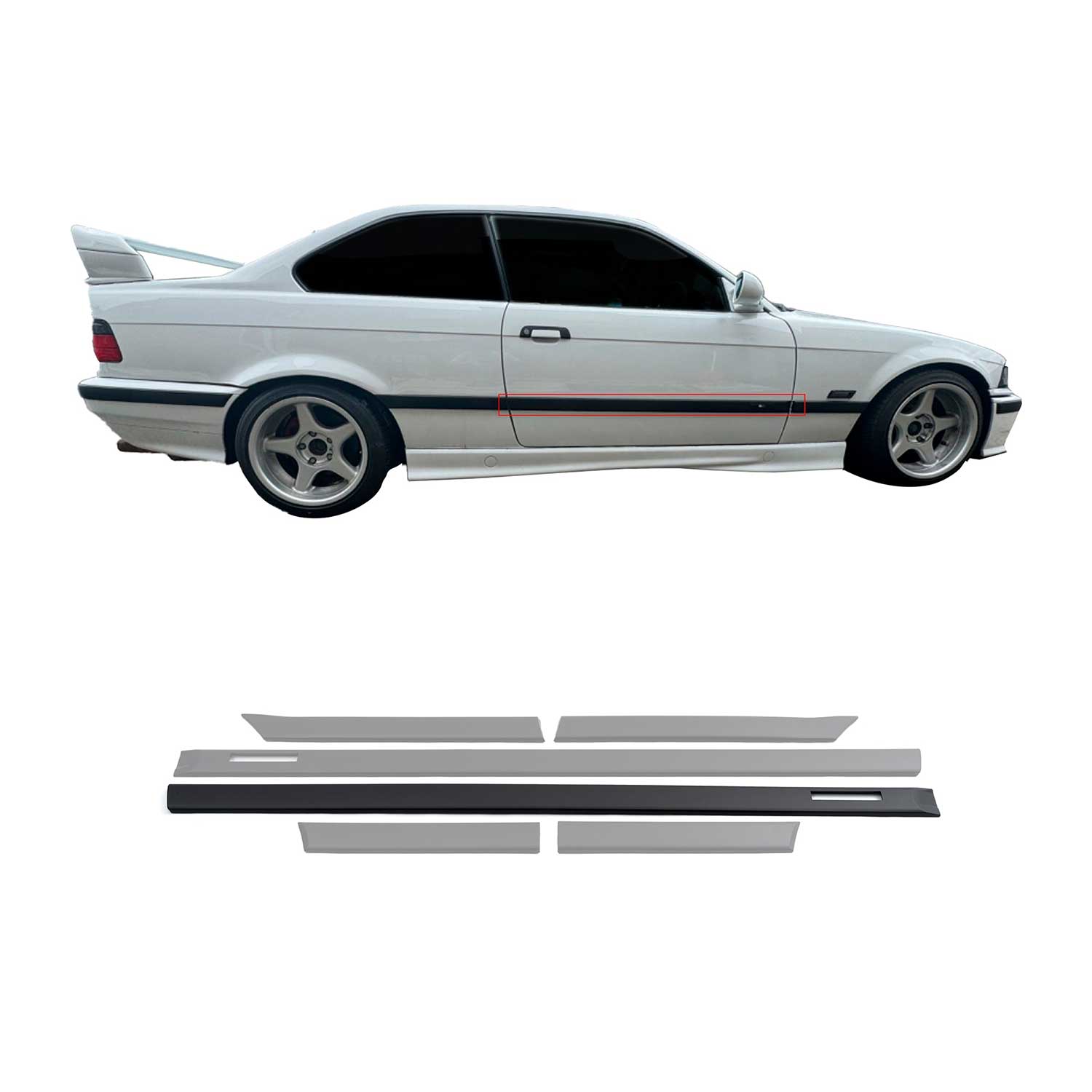 JOM Seitenleisten Türleisten für BMW 3er E36 Coupe Cabrio schwarz 6tlg