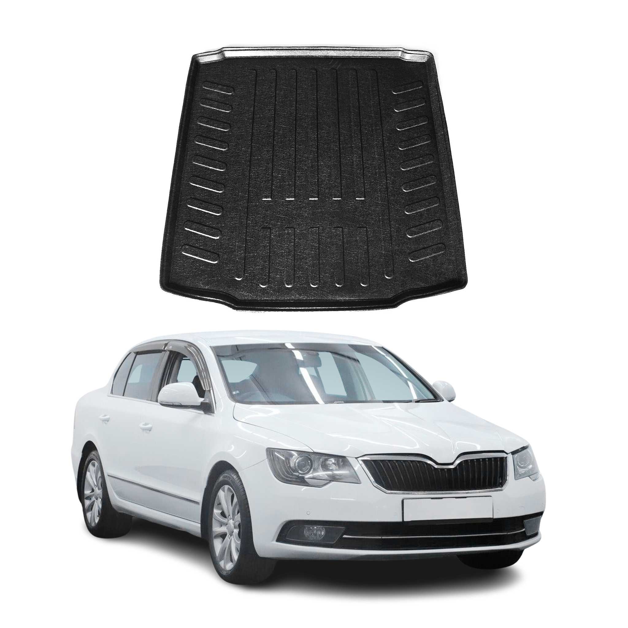 Kofferraumwanne Laderaumwanne für Skoda Superb 2015-2024 Gummi TPE Schwarz