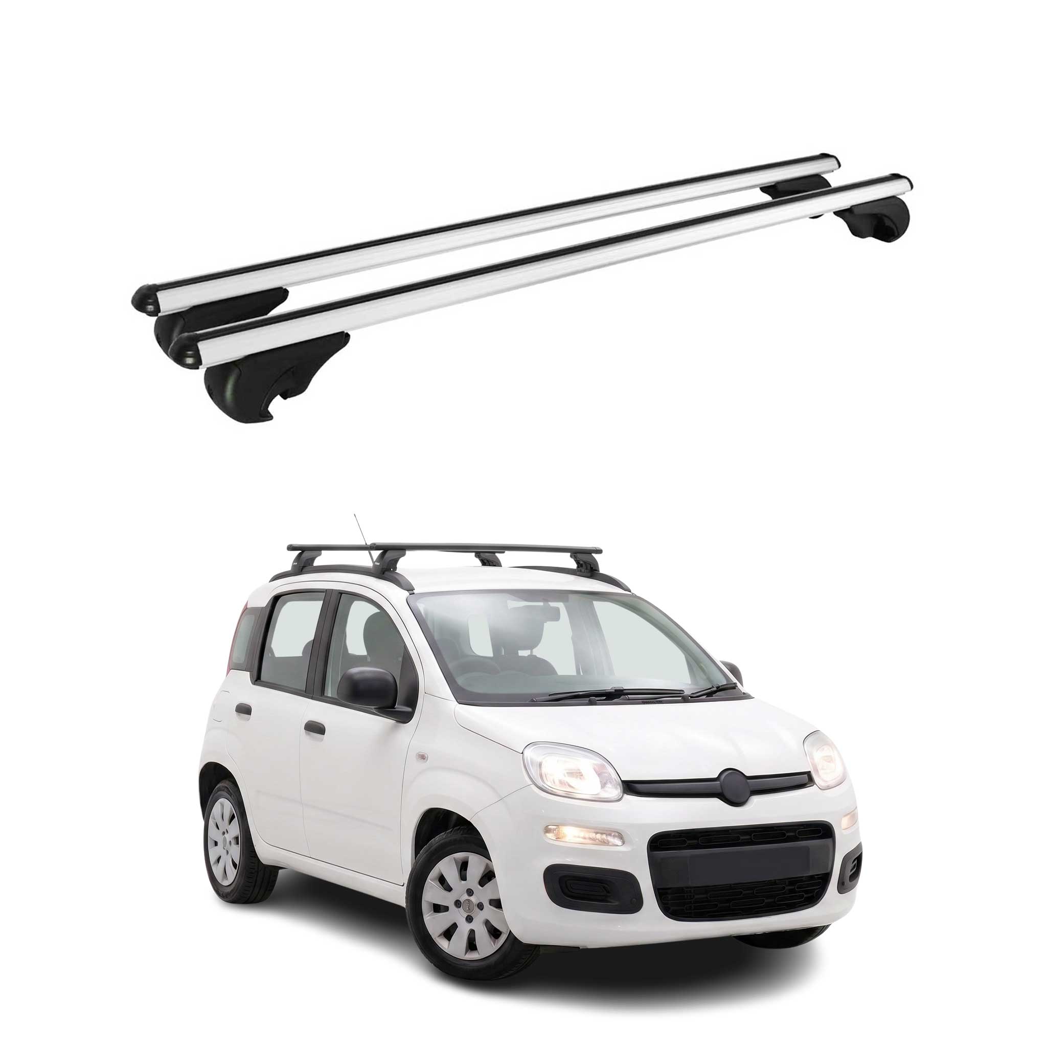 Dachträger Grundträger für Fiat Panda III 2012-2026 TÜV Aluminium Silber 2tlg