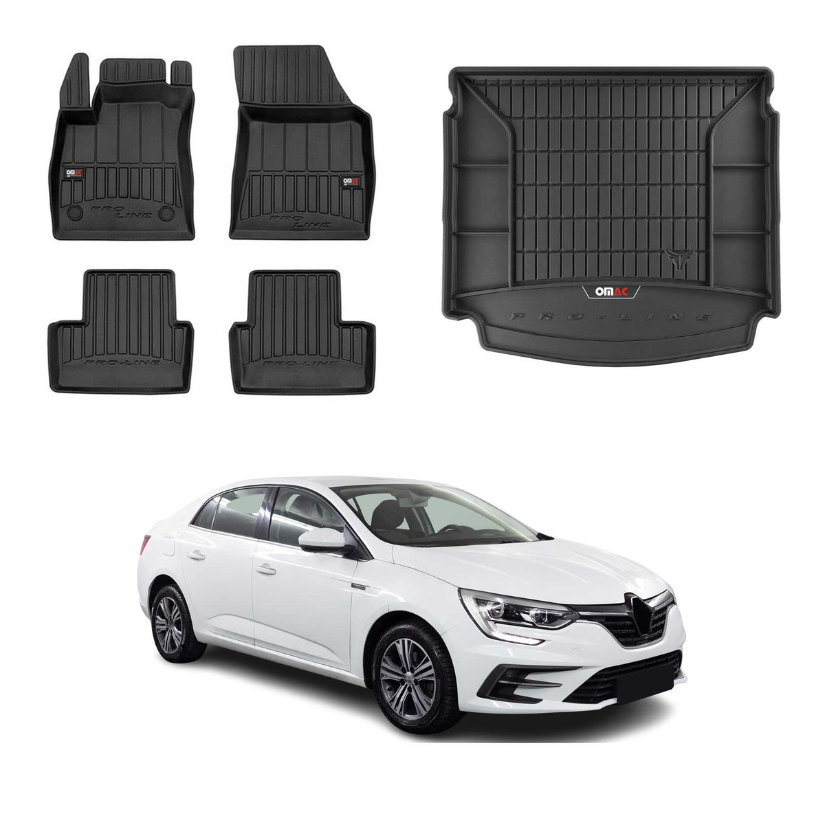 Fußmatten & Kofferraumwanne Set für Renault Megane Grandtour 2016-2022 obere