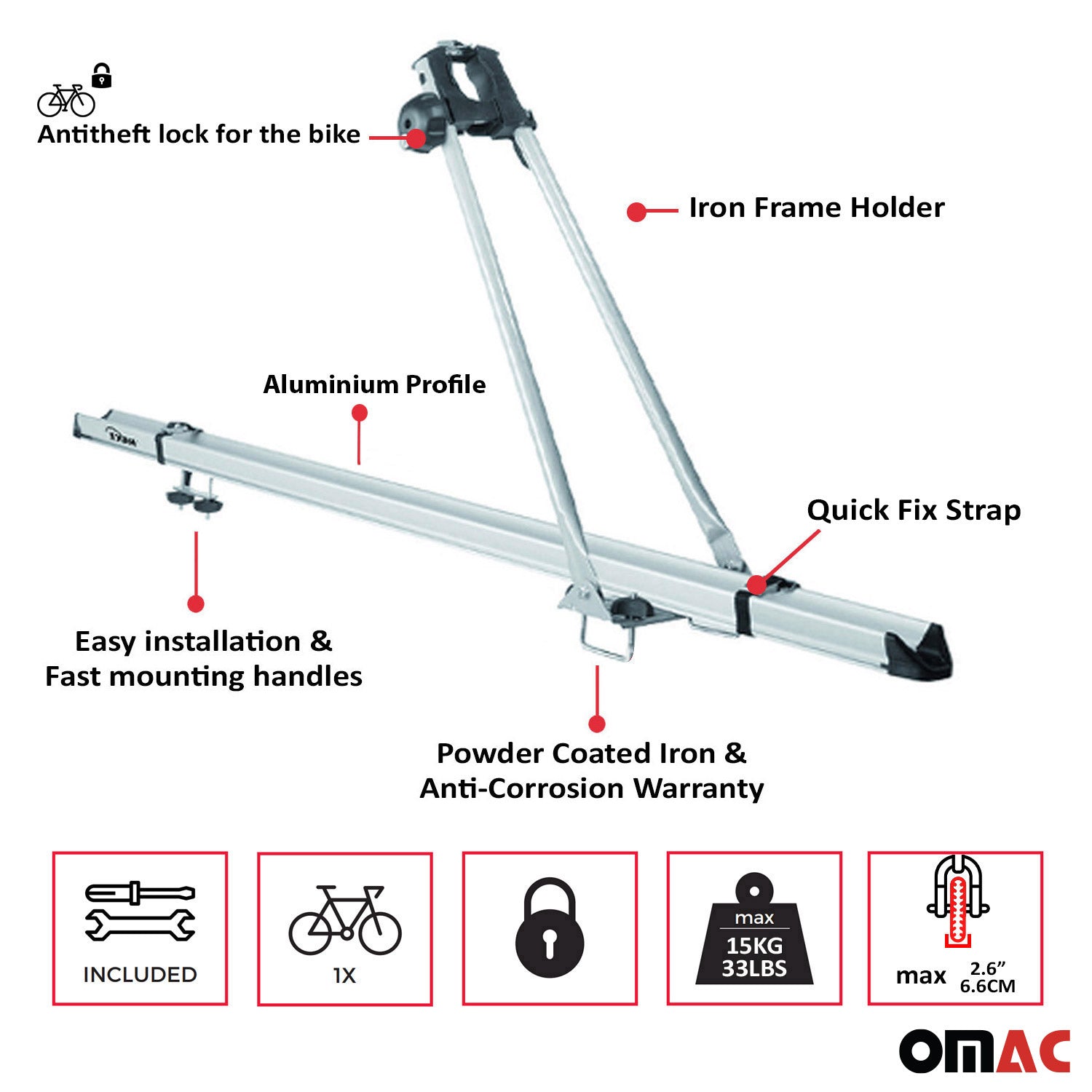 Fahrradträger Dachfahrradträger bis 15kg Fahrradhalter Aluminium Fahrräder 2tlg