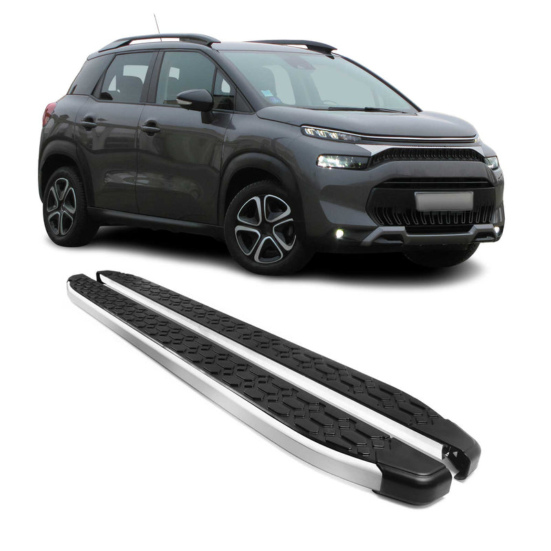 Alu Trittbretter Seitenschweller für Citroen C3 Aircross C4 Cactus Schwarz Grau
