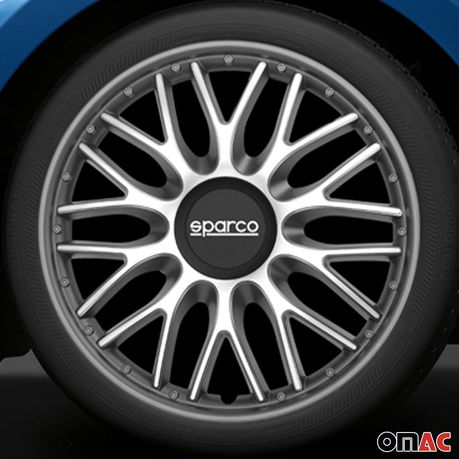 Radkappen Radzierblenden Sparco Roma 14" Zoll Auto Abdeckung Set Silber Grau 4x