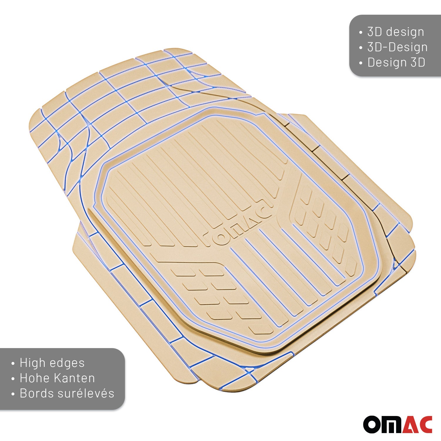 Fußmatten Automatten für Audi Q6 Sportback / e-tron 2024-2026 Gummimatten Beige