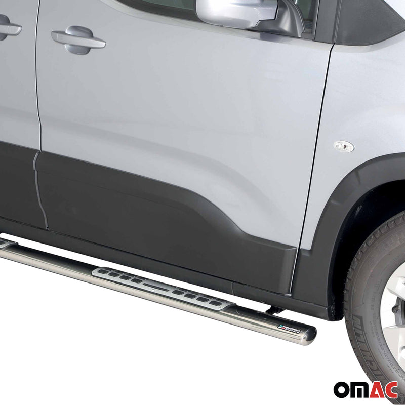 Edelstahl Seitenschweller Schwellerrohre für Peugeot Rifter 2018-2025 Mitte Grau