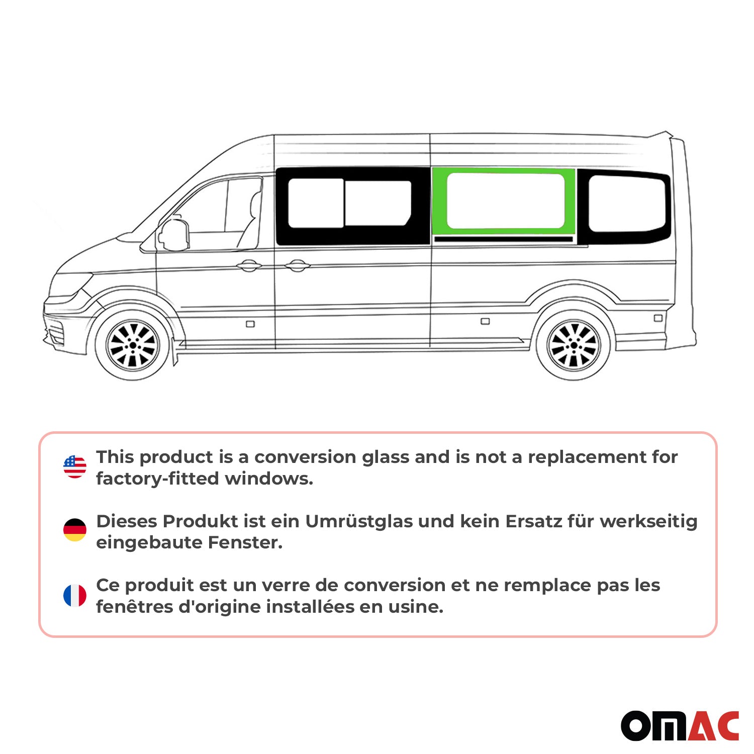 Seitenfenster Auto Seitenscheibe für VW Crafter 2017-2026 Links Schwarz L3