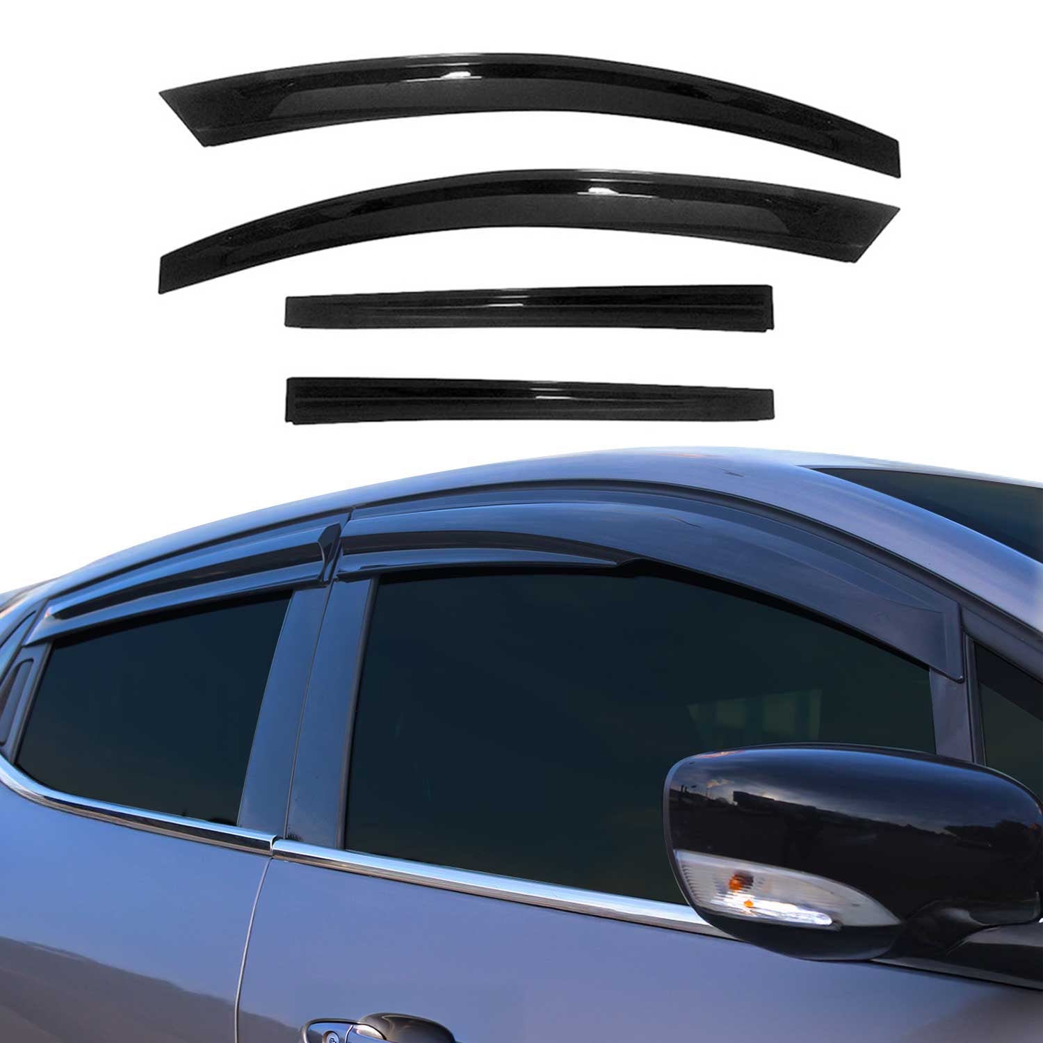 4x Windabweiser Regenabweiser für Hyundai i20 2020-2025 Acryl Dunkel