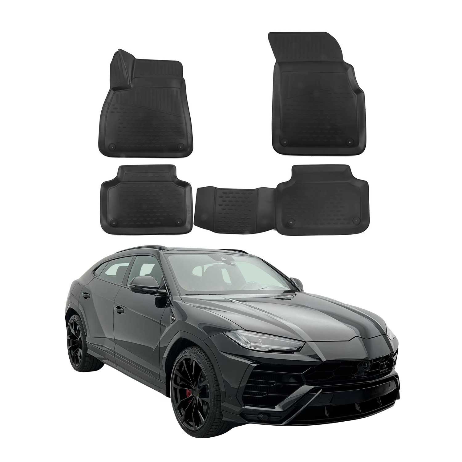 OMAC Gummimatten Fußmatten für Lamborghini Urus 2018-2024 TPE Schwarz 4 tlg