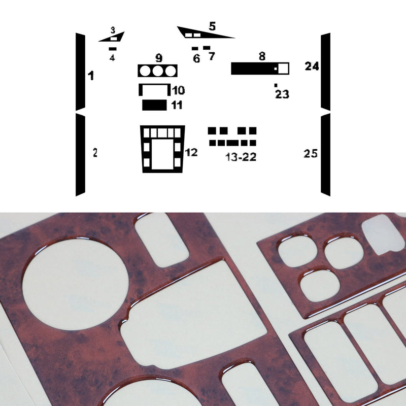 Innenraum Dekor Cockpit für Mercedes W201 1982-1993 Wurzelholz Optik 25tlg