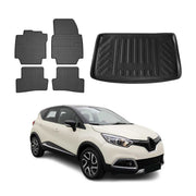 Fußmatten & Kofferraumwanne Set für Renault Captur 2013-2016 Gummi Schwarz 5x