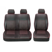Sitzbezüge Schonbezüge für Ford Transit 2010-2013 Kunstleder Schwarz Rot 2+1