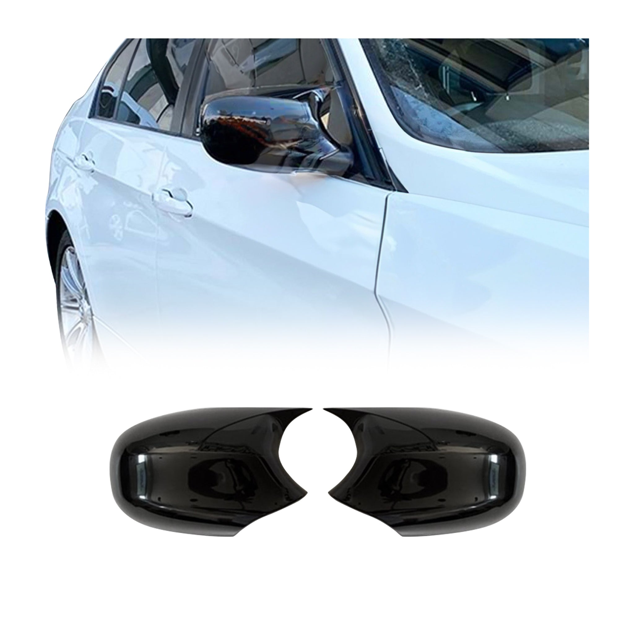 Spiegelkappen Spiegelabdeckung für BMW 3er E90 2008-2011 ABS Schwarz Glanz 2tlg