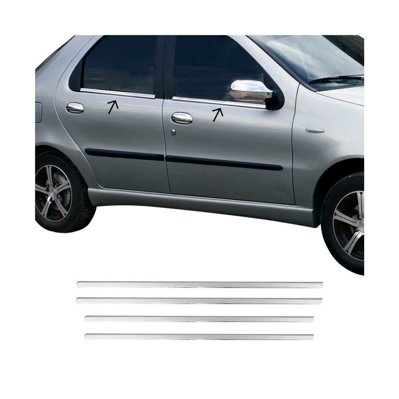 Fensterleisten Fensterrahmen für Fiat Siena 1995-2004 aus Edelstahl Chrom 4 tlg