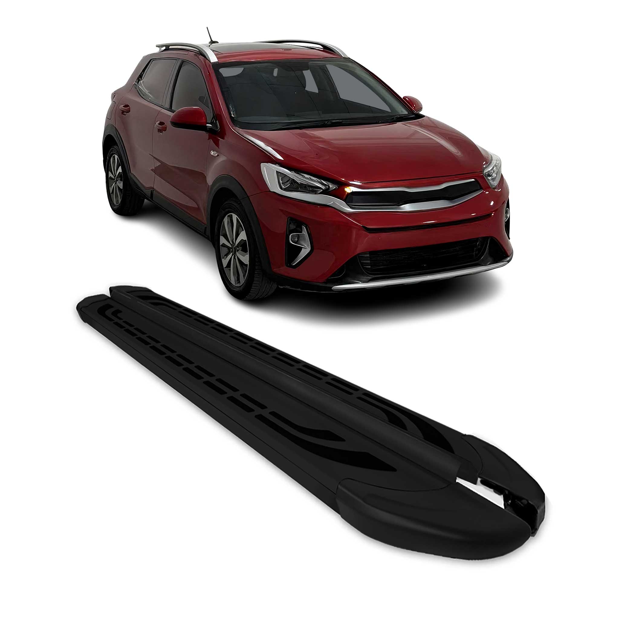 Trittbretter Seitenschweller Seitenbretter für Kia Stonic 2017-2021 Alu Schwarz
