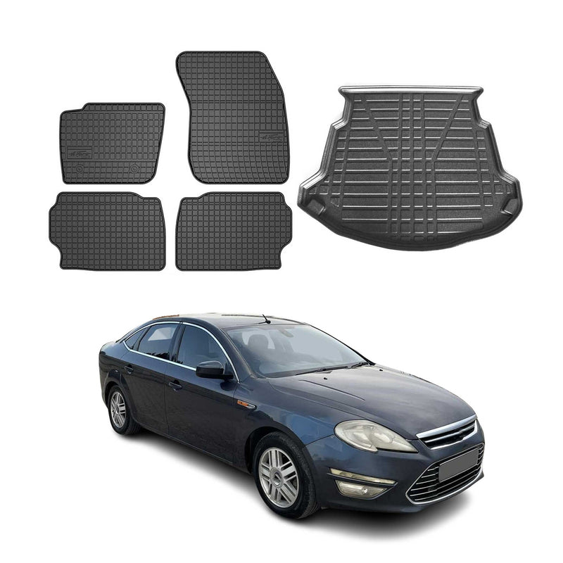 Fußmatten & Kofferraumwanne Set für Ford Mondeo mk4 Liftback 2007-14 5tür Gummi
