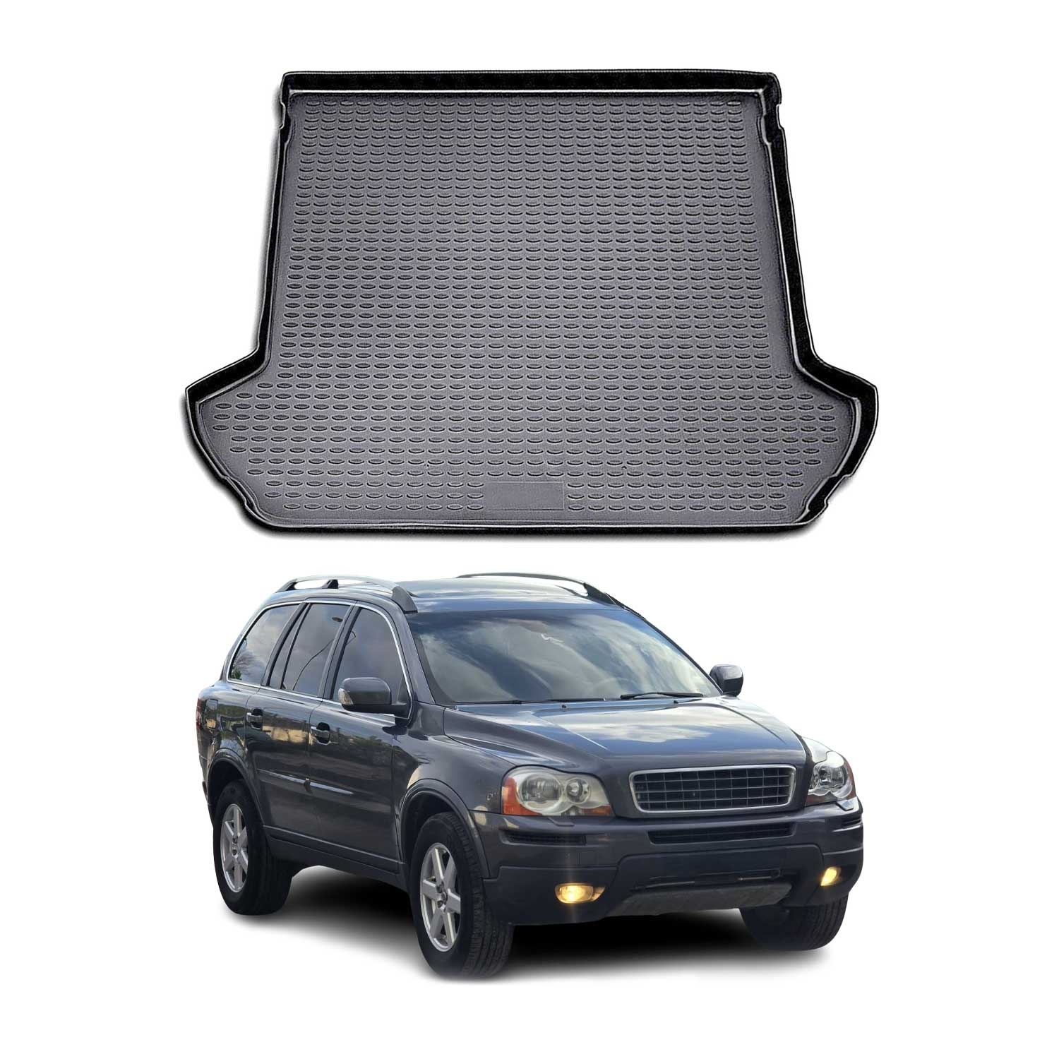 Kofferraummatte Kofferraumwanne für Volvo XC90 2002-2014 Gummi TPE Schwarz