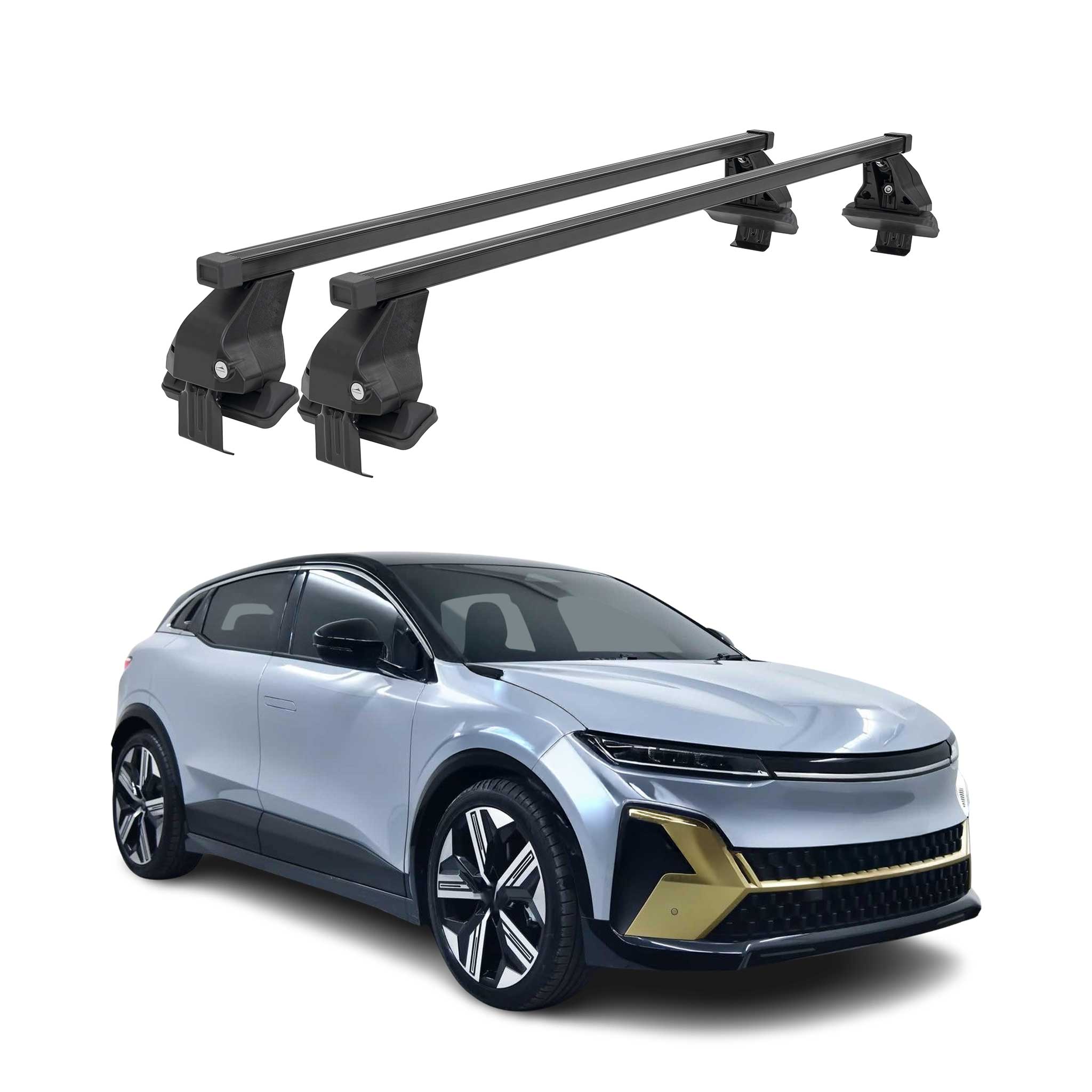 Menabo Dachträger Grundträger für Renault Megane E-Tech 2021-25 Stahl Schwarz 2x