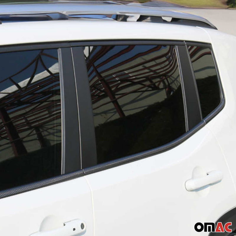 Fensterleisten Zierleisten für Jeep Renegade 2014-2024 Kohlefaser Schwarz 6tlg