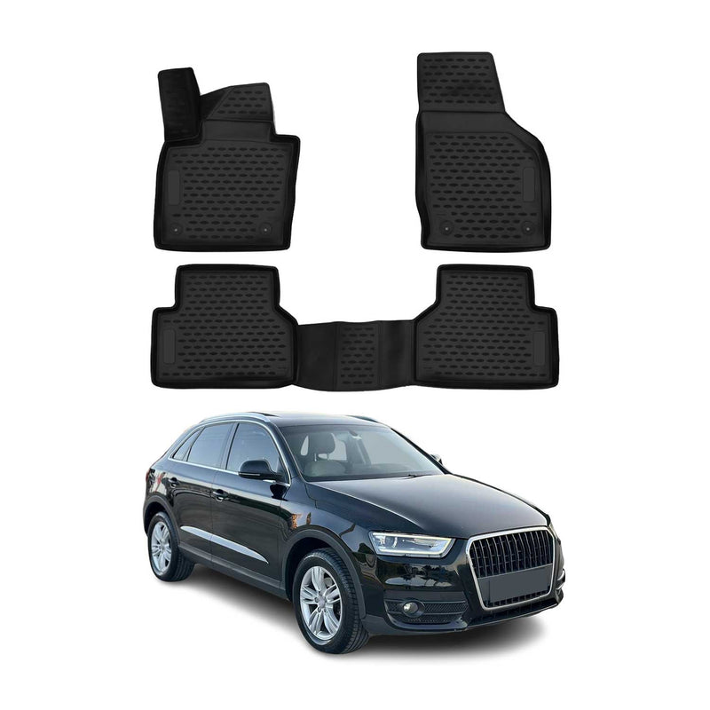 OMAC Gummimatten Fußmatten für Audi Q3 8U 2011-2018 TPE Automatten Schwarz 4x