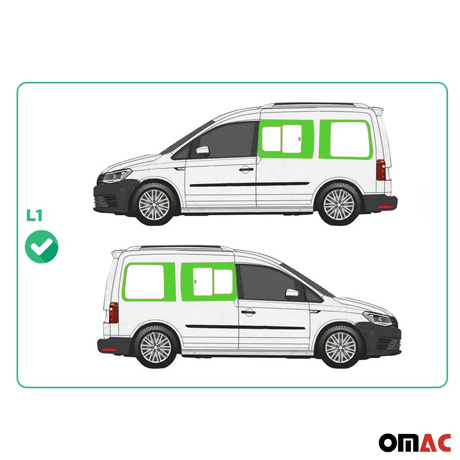 Seitenfenster Schiebefenster VW Caddy 2003-2020 Autoglas Links Rechts Set 4x L1